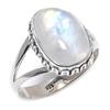 Natural Rainbow Moonstone Gemstone 925 Solid Sterling Silver Gift Ring S.9 l9A76