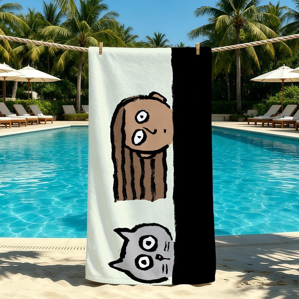 J-Jean J-Jullien-ES Художественное полотенце для кемпинга на открытом воздухе Пляжное полотенце Супервпитывающее Быстросохнущее Летнее полотенце