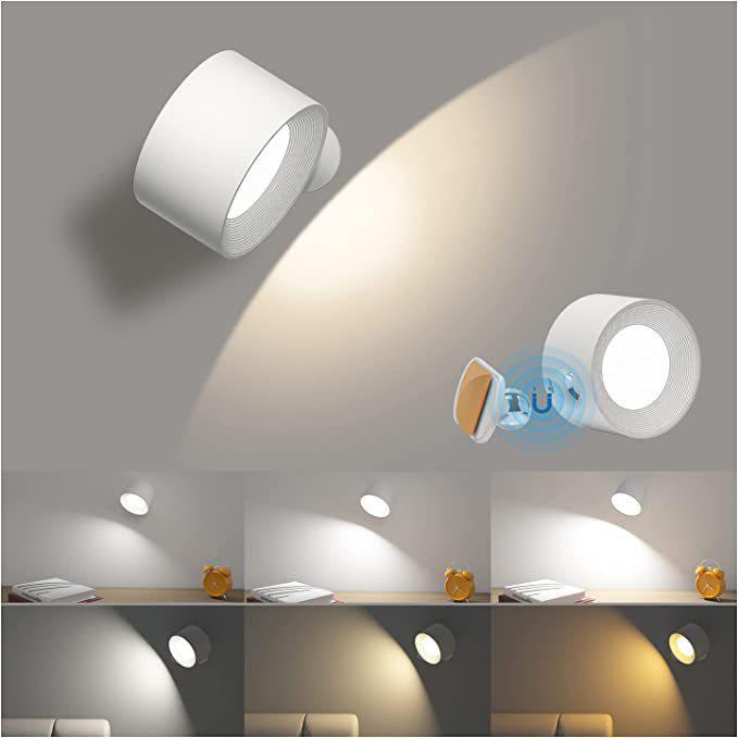 360° Rotating LED Wall Light: Rechargeable, Portable Touch-Control for Bedside Reading & Magnetic Cabinet Use.