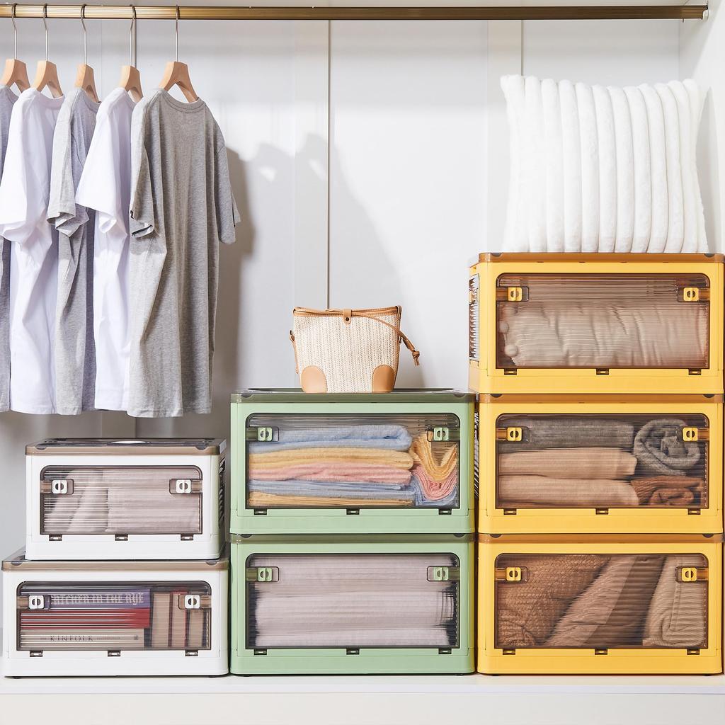 VECELO Хранение Хранение с Доступным со Всех с Большим Костюмом 1 шт. 60см x 42см x Зеленый Ящик, Кейс, Складной, Крышка, Штабелируемый, Инструкции,