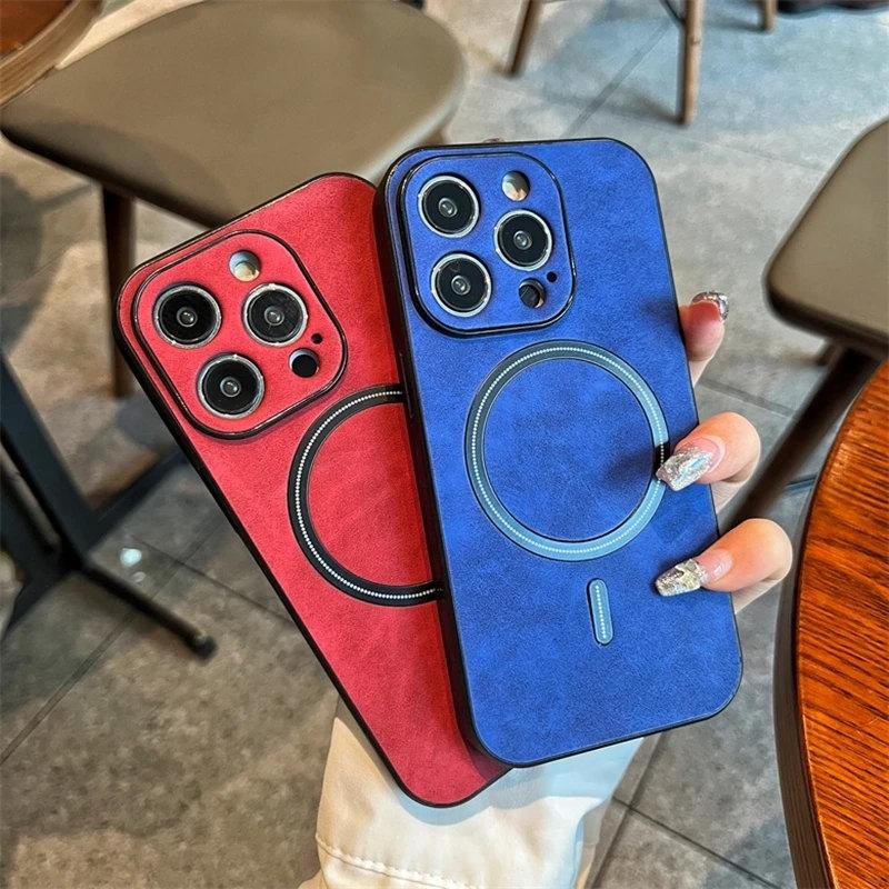 Роскошный магнитный чехол Cortex с беспроводной зарядкой для iPhone 14 13 12 11 Pro Max Plus X Xs XR Magsafe, бампер, противоударный чехол