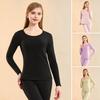 2 Pcs/Set Winter Thermal Underwear Set Round Neck Long Sleeve Warm Thick Pure