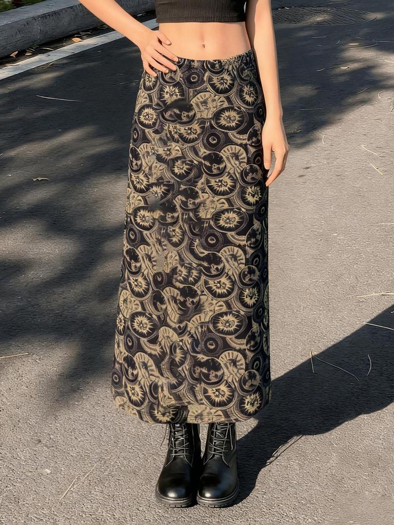 Винтажная европейская и американская ретро-юбка с круглым принтом, стройнящая