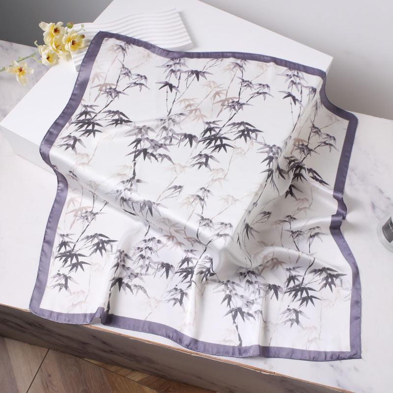 Шелковый женский квадратный шарф - Китайский стиль платок на голову для весны, лета, осени - Защита шеи и согревающий - Элегантный тонкий стиль для мамы