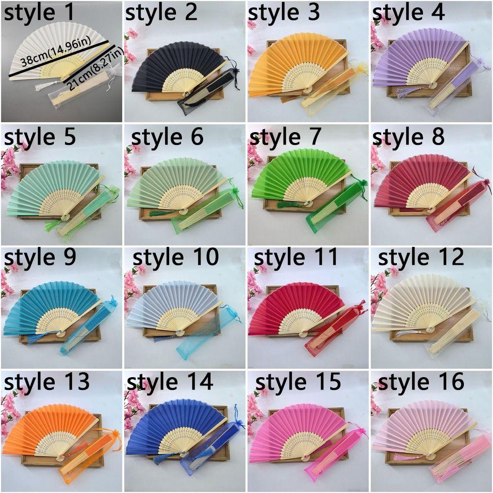 Cooling Tool Silk Hand Fan Chinese Style Hand Held Fan Fashionable Bamboo Hand Fan Wedding Favors