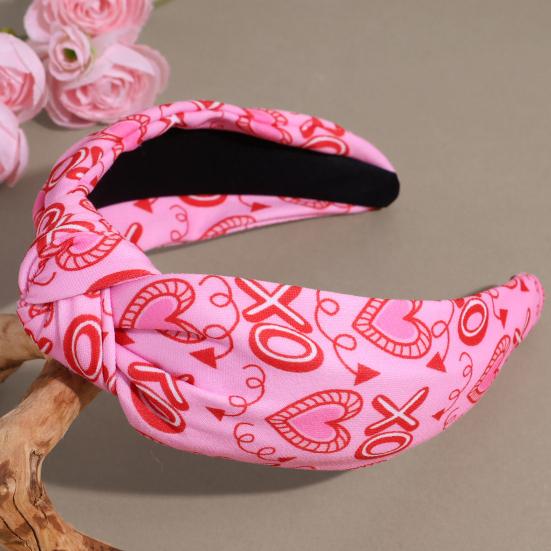 Обруч для волос Широкий ободок с надписью «Love» Ручной работы Тканевые узлы Противоскользящий дизайн Бант Повязка для волос Вечеринка