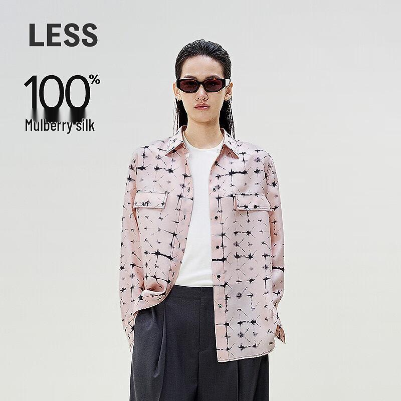 LESS 2025 Spring Long Loose Straight Mulberry Silk Shirt