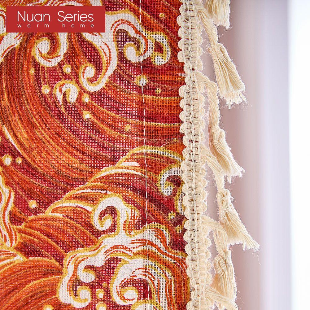 1 шт., популярные модные и универсальные японские хлопковые льняные шторы с кисточками и принтом для небольших окон, балконов, дома, серии Dceor Nuan