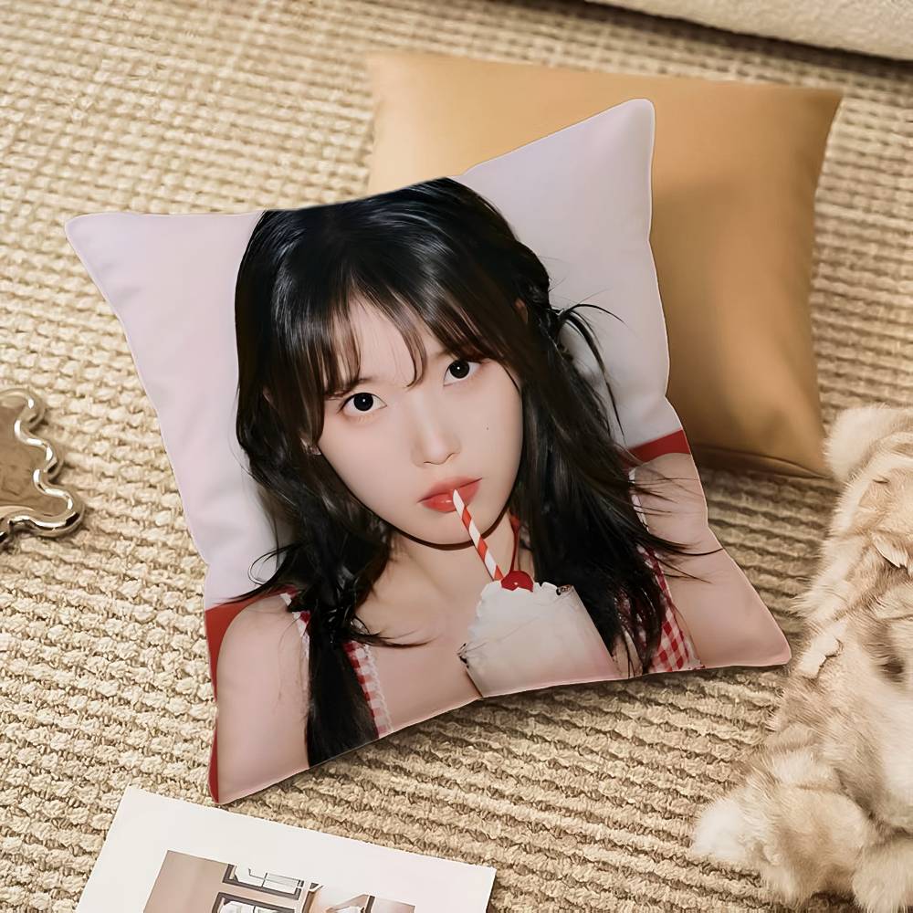Singer L-Lee Ji Eun-MT IU Fun Beautiful Pillow Case Comfort Sofa Bed Silky Elegant Invisible Zipper Decorative Cushion Cover