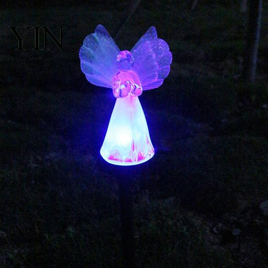 Decorative Pathway Lighting Solar Angel Garden Light, LED Yard Stake Waterproof Stakes Memorial Lamp for Cemetery Graveyard Patio Lawn Decor