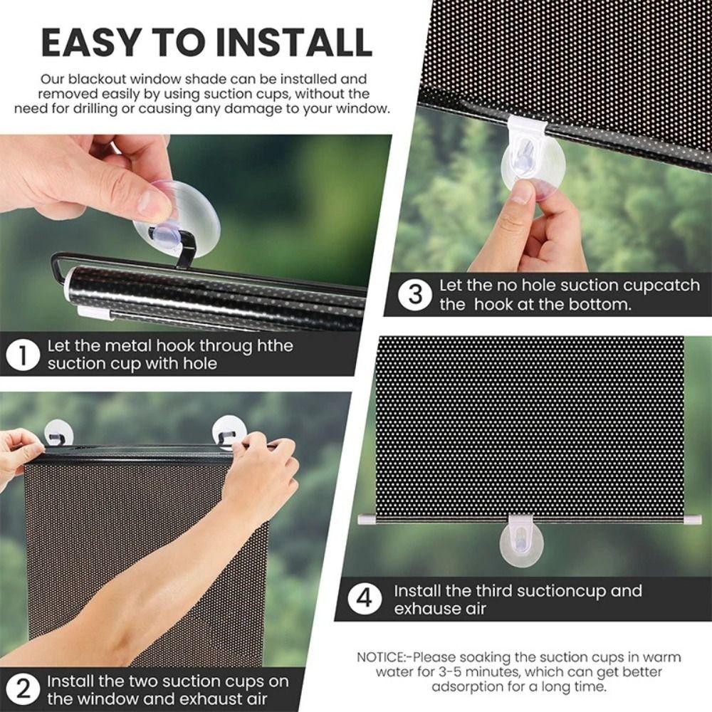With Suction Cup Blackout Roller Blind No Drill Blackout Curtains Curtains Roller Blind  Home