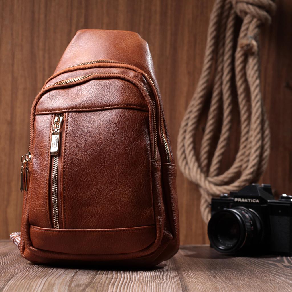 Интересная сумка-слинг для женщин из экокожи VINTAGE Bag 22749 Рыжий