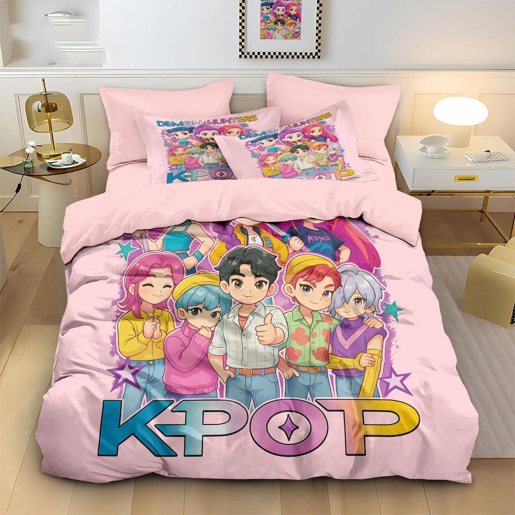 K-Pop Истребители демонов Комплекты постельного белья Евро Односпальный Одеяло Покрывало Пододеяльник Наволочка 2-3 предмета Комплекты Детский Взрослый Размер