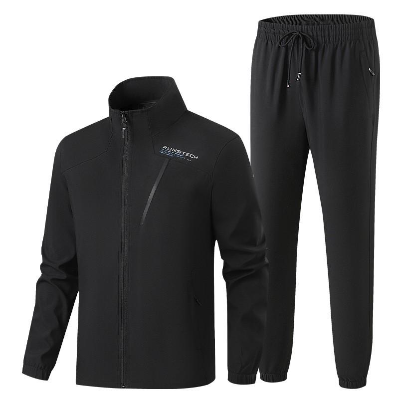 Mens Lightweight Sportswear Set Running Walking Outdoor Activity Casual Long Sleeve Top Pants