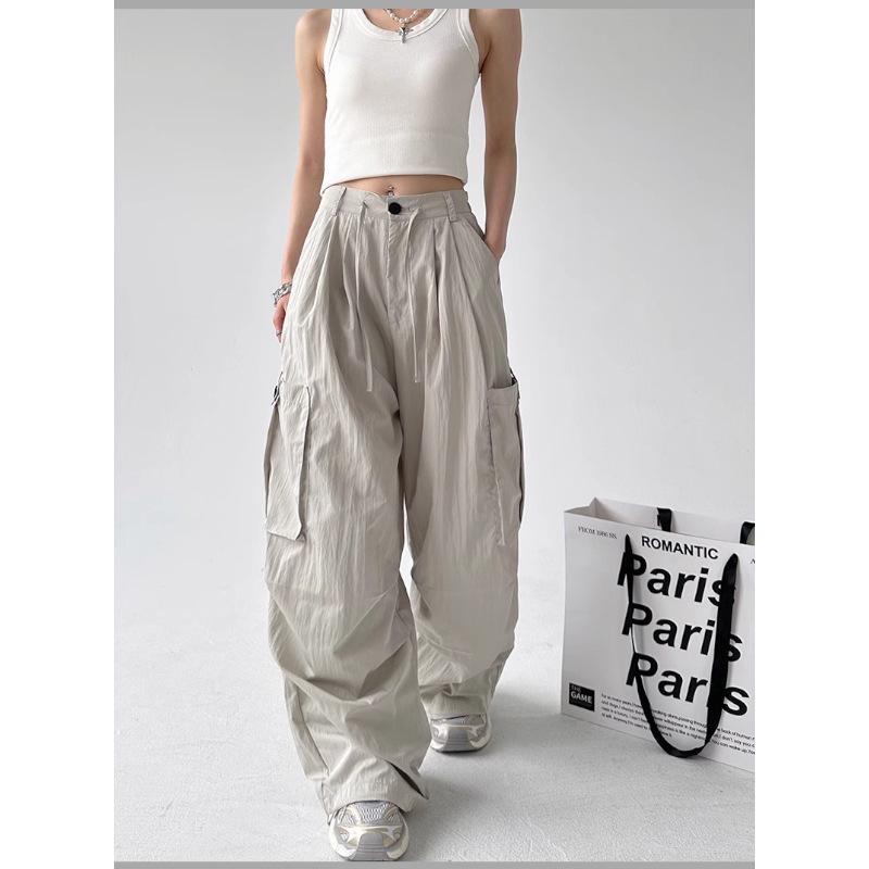 Женские брюки карго парашюты в американском ретро стиле 2025 - быстросохнущие, с высокой посадкой, свободного кроя