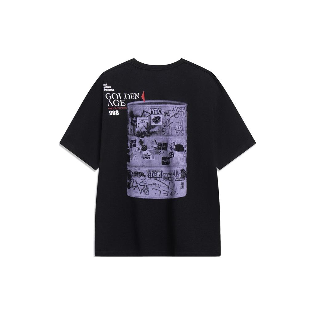 Li-Ning Футболка с круглым вырезом Golden Era Printed, унисекс, черный цвет AHST071-1