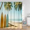 Кемпинг Серфинг Занавески для душа Летний отпуск Путешественник Автодом Пляж Кокосовые пальмы Морской берег Украшения для ванной комнаты Ретро Занавески для ванны