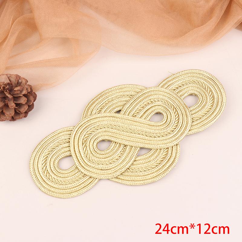 New Vintage Chinese Knot Buttons Gold Lace Trim Clasps For Cheongsam Decor Dance Dress DIY Sewing Accessories