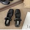 Fashion temperament French retro square head shallow mouth single shoes women's 2025 new spring and autumn skirt Mary Jane small leather shoes
