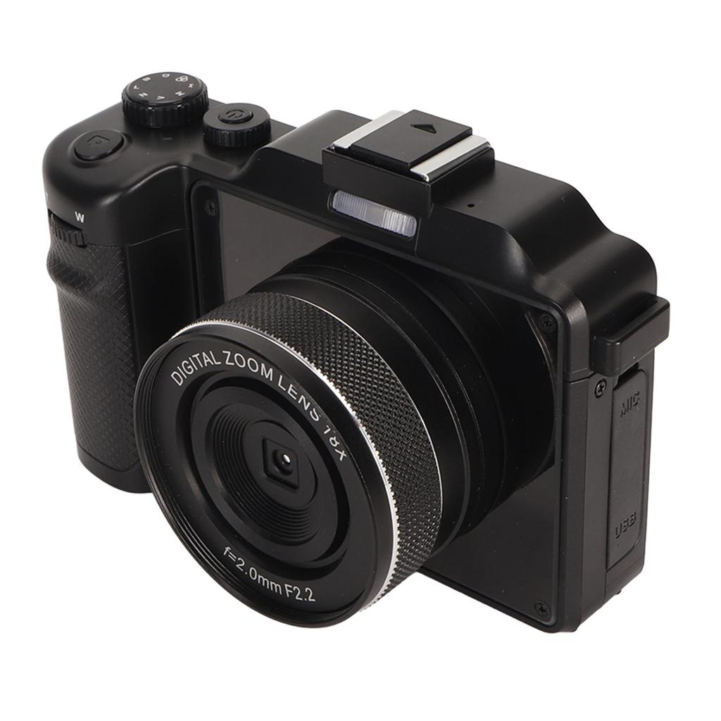 Цифровая камера черная 64МП 4K 3-дюймовый IPS-экран 18-кратный зум Бьюти-фильтр Автофокус с широкоугольным объективом