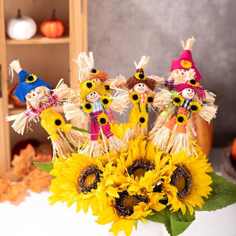 Halloween Scarecrow Decorations Fall Harvest Scarecrow for Autumn,Garden,Thanksgiving Decor Standing Scarecrow Decor