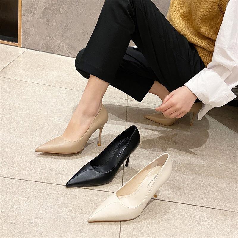 Профессиональные темпераментные туфли на высоком каблуке, корейский стиль, туфли на шпильке с острым носком, большие размеры, женские французские модные банкетные женские туфли