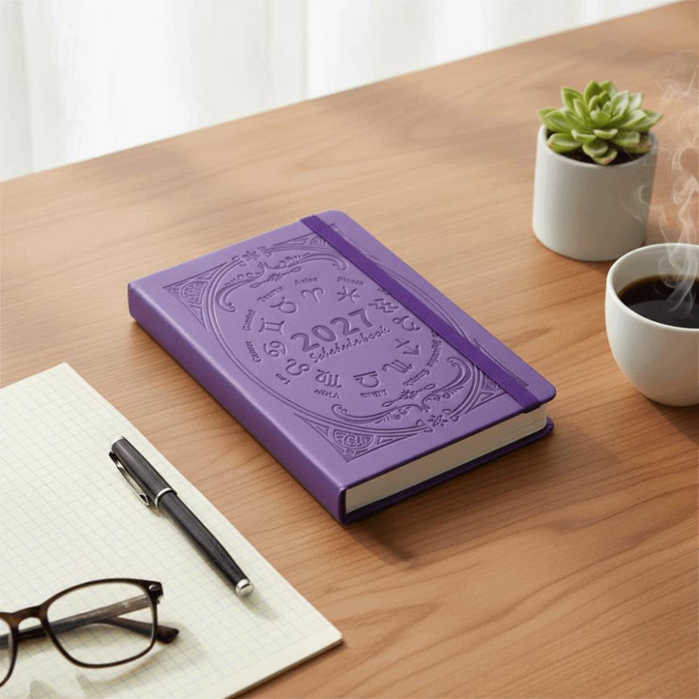 PU Leather Schedule Planner Notepad English Office Work Planner Stationery