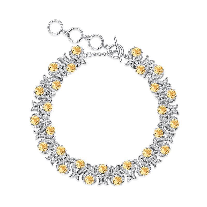 Natural Crystal Stone Bracelet S925 Sterling Silver Women Luxury Inlaid Gemstone High End Design European American Style Jewelry Gift