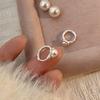 Корейская версия геометрические искусственные жемчужные серьги с пряжкой женственность легкие роскошные изысканные нерегулярные круглые серьги
