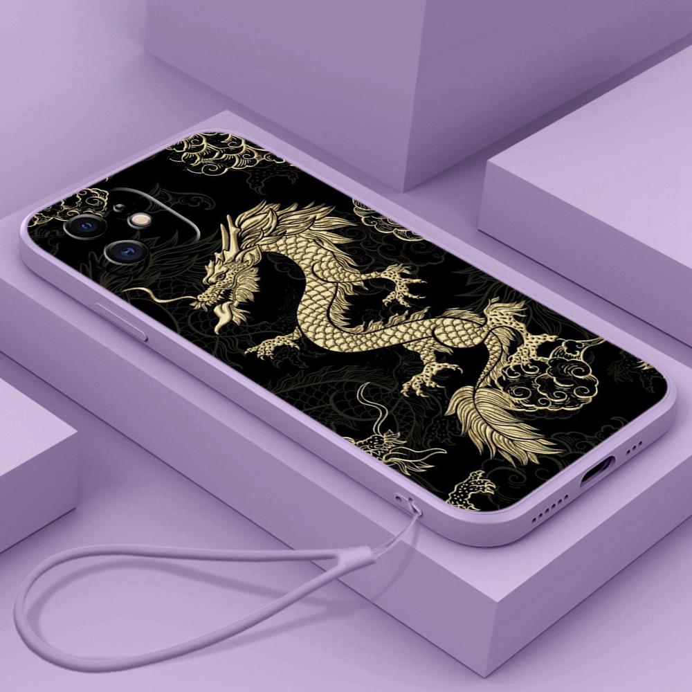N81 Dragon design art с ремешком, силиконовые чехлы для телефонов с прямыми краями для Xiaomi Poco X5 F6 Redmi Note 13 Pro 12C Realme C55, противоударный чехол Huawei