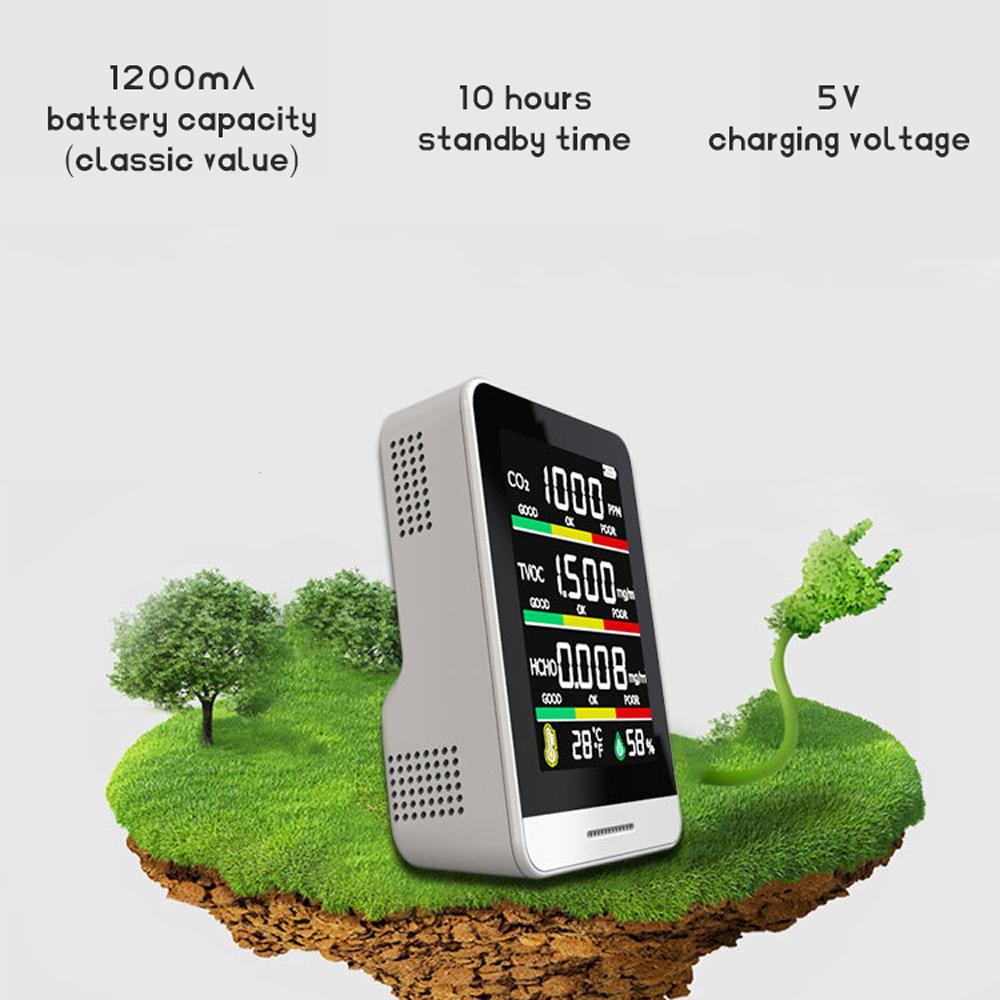 Детектор CO2 TVOC HCHO Температурный Влажность Обнаружение Инструмент Интеллектуальный Дом Жизнь Настольный Внутреннее
