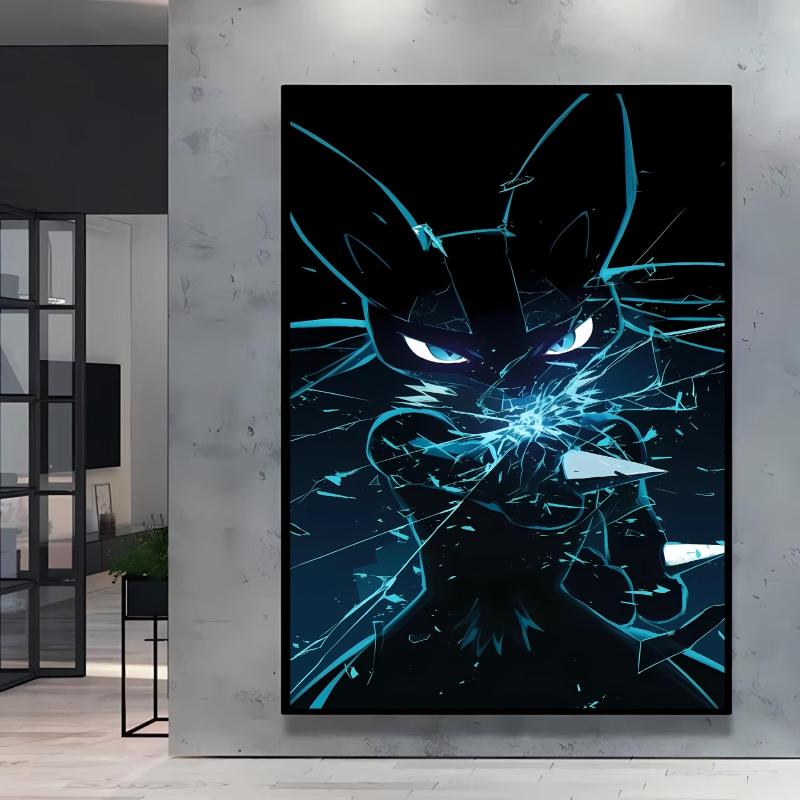 Cool Pokemon Lucario Wall Decoration High Quality Canvas Bright and Clear Colors Add A Mysterious Atmosphere To Your Home