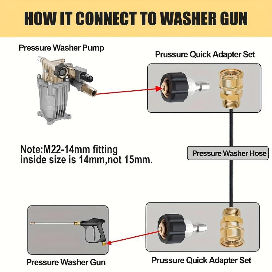 Набор адаптеров для мойки высокого давления 2/8 шт., комплект для быстрой смены с метрическим вращающимся гнездом M22 на быстроразъемное соединение 3/8''