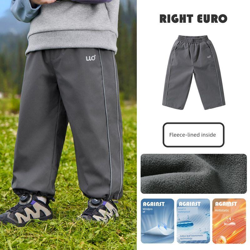 Right European Style Boys' Fleece Winter Pants 2025 Autumn and Winter New Style Fleece-Lined Warm Pants Children's Clothing Baby Long Pants