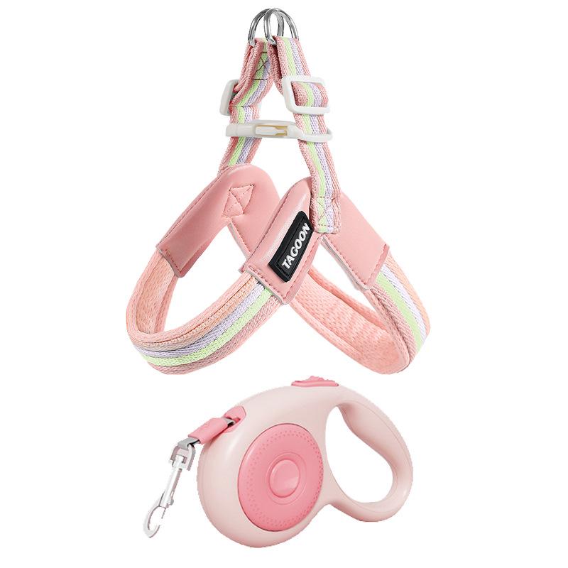 Дышащая шлейка с цветными блоками и поводок для маленьких/средних собак - Тедди, Сиба-ину