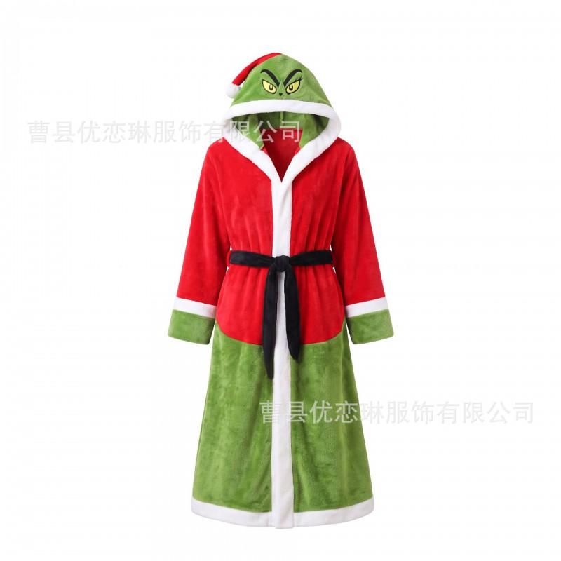Green Monster Grinch Costume Set Christmas Party Cosplay Outfit Festive Role Play Teens