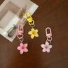Little Flower Colorful Keychain Sweet Resin Gradient Key Chain Transparent Color Diy Cute Bag Keychains Pendant Girls Jewelry
