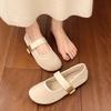 One Word Retro Soft Sole Round Head Mary Jane Shoes 2025 Spring and Summer New Shallow Mouth Single Shoes Flat Internet Celebrity Women Single Shoes