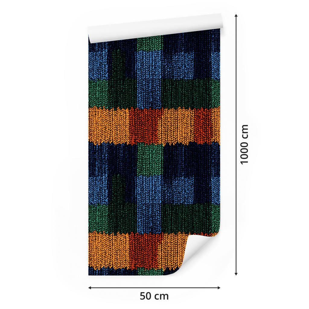 Wallpaper Colorful knitwear navy blue, black and gold 50x1000