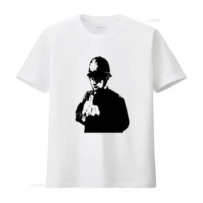 Мужская футболка Banksy Грубый Полицейский Медный Граффити Арт Streetwear винтажная Стиранная Универсальная homm