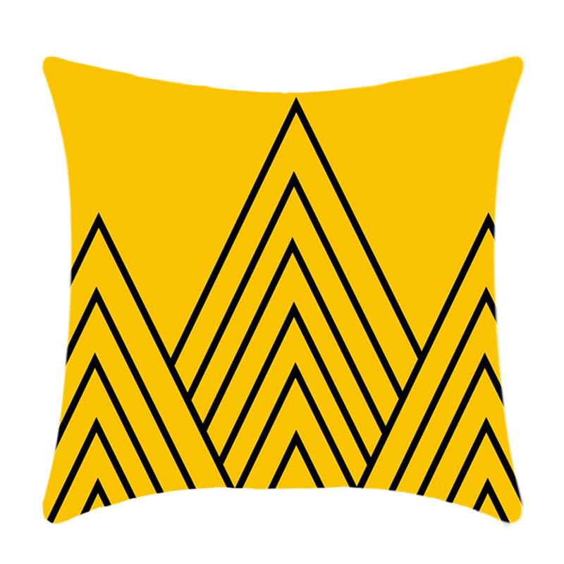 New Yellow Geometric Pillowcase Nordic Living Room Sofa Solid Color Plush Pillow Cover