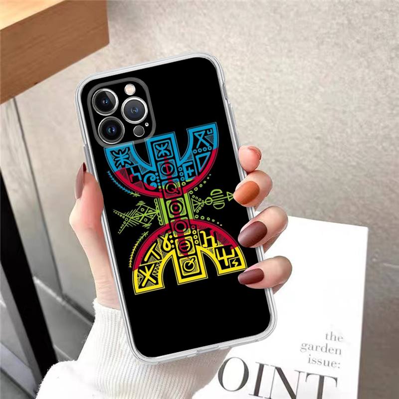 Amazigh Berber Flag Phone Case For iPhone 14 13 12 11 Pro Max XS X XR SE 2020 6 7 8 Plus Mini Transparent Shell