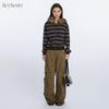 HeyHenry Womens Striped Detachable Fur Collar Short Coat Fall Winter Knit Casual Cardigan Jacket