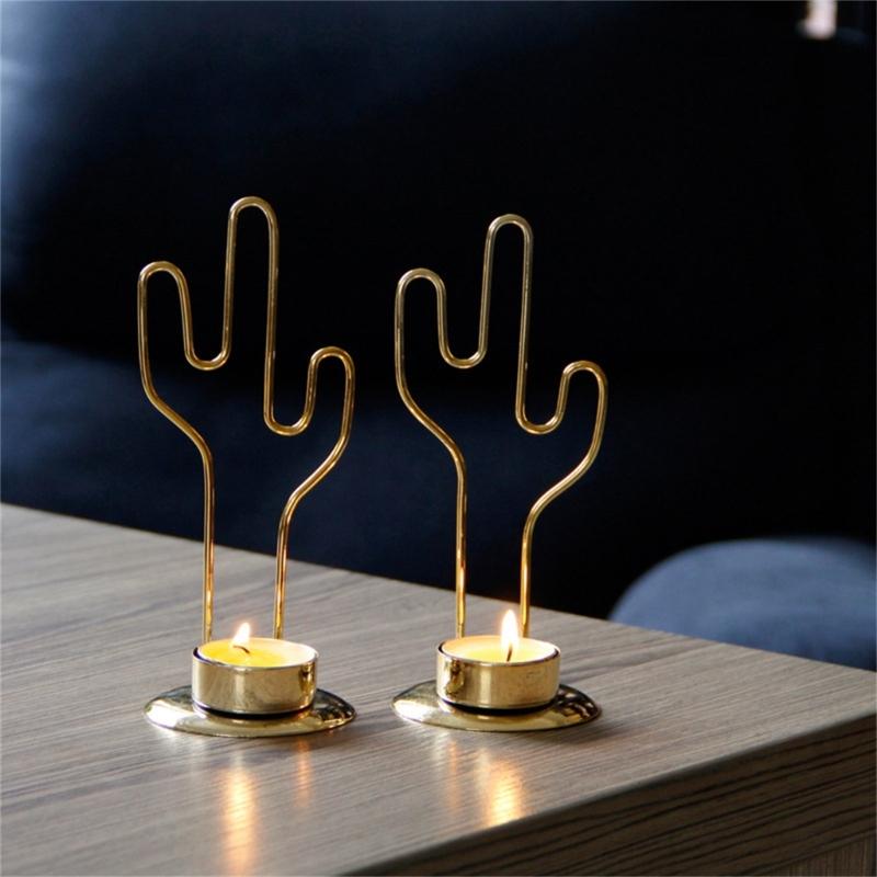 European Cactus Shape Metal Candle Holder Iron Tealights Candle Stand Round Candlesticks Vintage Desktops Decorations