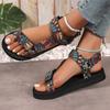 Large Size Sandals  Summer New Thick-soled Color Matching Velcro European and American Famous Style Beach Sandals Women