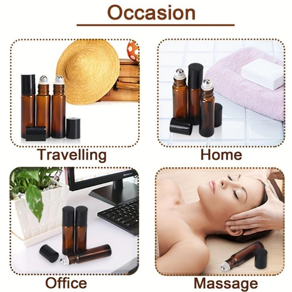 5/10 шт. 10 мл пустые янтарные толстые рулонные стеклянные бутылки с шариком из нержавеющей стали для многоразовых бутылок с эфирным маслом