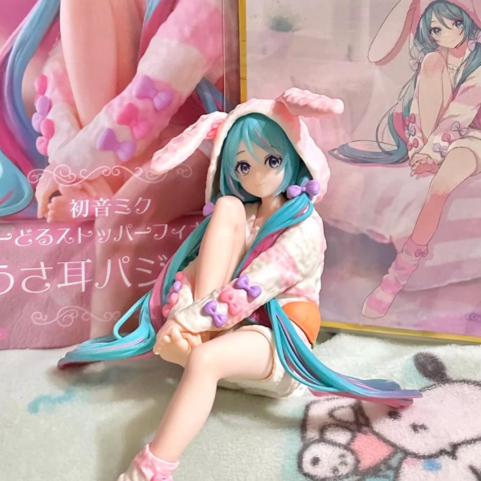 Новая 15 см Аниме ХАТСUNE MIKU Фигурка Стопор для лапши Фигурка Кроличьи ушки Пижама Модель Игрушка Кукла Фигурка для коллекции Подарок ПВХ