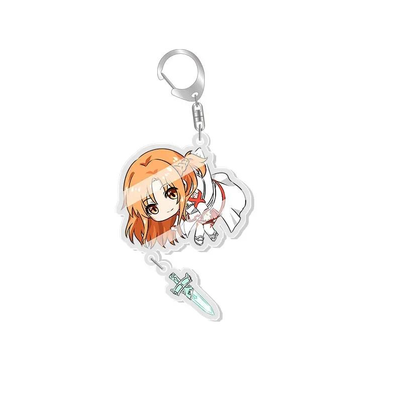 Ключница с Кирито из Sword Art Online, Брелок-бирка на сумку с Юки Асуной, Пластиковый мультяшный брелок с Асадой Шино