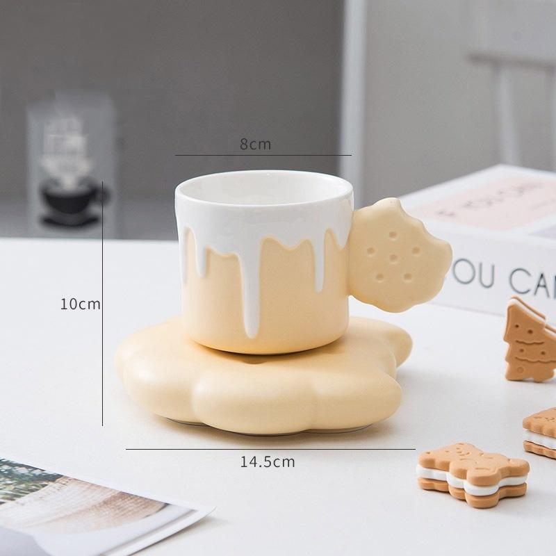 240 мл симпатичная кремовая керамическая чашка для воды с печеньем креативная мультяшная домашняя кружка для завтрака с молоком для девочек офисный дизайн кофейные чашки