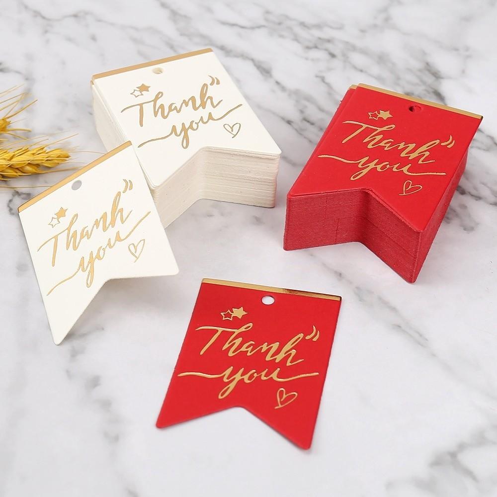 100pcs Bronzing Stamping Thank You Cards Handmade Gift Tags Thank You Tags Business Gift
